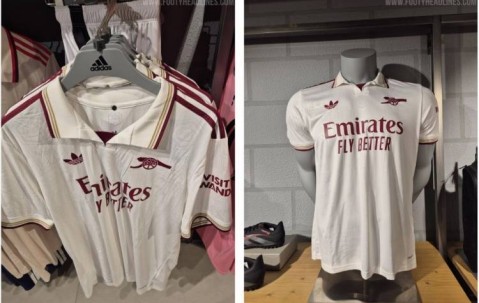 阿森纳新赛季第三球衣谍照：白色主色调+红+金，门将服为绿色