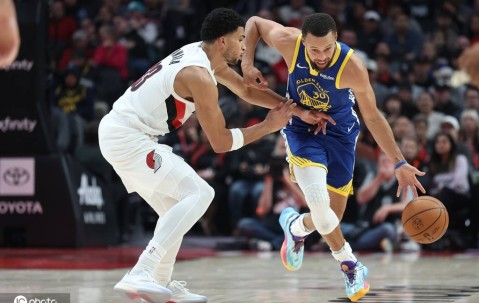 杨瀚森2分2帽1板库里35分 开拓者8人上双大胜勇士