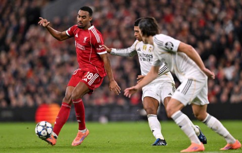 欧冠利物浦1-0送皇马欧冠首败，麦卡利斯特一击制胜，萨拉赫低迷